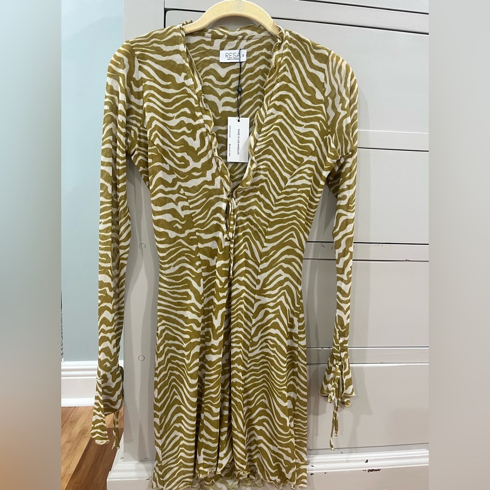 RESA Green and Cream Zebra Print Dress